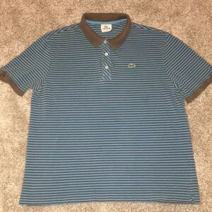 Blue Brown Stripe Lacoste Alligator Men’s Golf Polo devanlay SS tennis shirt 6